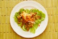 Crispy fried minced catfish with green mango dressing sweet and sour sauce salad Royalty Free Stock Photo