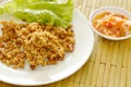 Crispy fried minced catfish with green mango salad and sauce Royalty Free Stock Photo