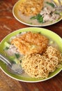 Crispy fried noodles with omelet Royalty Free Stock Photo