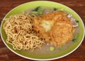 Crispy fried noodles with omelet Royalty Free Stock Photo