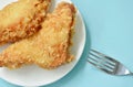 Crispy fried sandwich stuffed tuna and imitation crab stick on plate Royalty Free Stock Photo