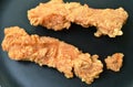 Crispy fried slice chicken meat arranging on plate