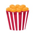 Crispy Fried Snack In Stripy Bucket, Cinema And Movie Theatre Related Object Cartoon Colorful Vector Illustration