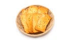 Crispy garlic bread in basket Royalty Free Stock Photo