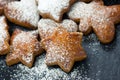 Crispy ginger bread cookies with sugar powder