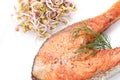 Crispy grilled salmon steak