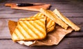Crispy hot sandwiches with cheese Royalty Free Stock Photo