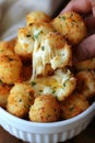 Crispy mozzarella sticks with oozing cheese, fried in hot oil for a delightful snack experience