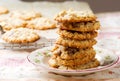 Crispy oatmeal chocolate chip cookies.style rustic Royalty Free Stock Photo