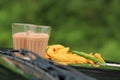 Crispy pakoras, Aloo pakoda, pyaaz pakoda, mirchi pakoda in rainy season with hot chai or tea