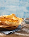 Crispy papadum or papad traditional indian snack, vegetarian bread from lentils or beans. Food Copy space Royalty Free Stock Photo