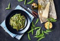 Crispy Parmesan and polenta breaded Snap Peas