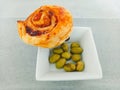 Crispy pastry and olives