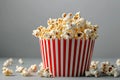 Crispy Popcorn in the Classic Red Box. AI Generative