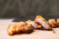 Crispy Pork Belly on wooden chopping board Royalty Free Stock Photo
