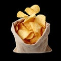 Crispy Potato Chips in a Clear Bag Ready for Snacking at Any Time of the Day Royalty Free Stock Photo