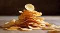 Crispy potato chips. Generative AI Royalty Free Stock Photo