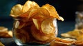 Crispy potato chips. Generative AI Royalty Free Stock Photo