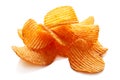 Crispy potato chips isolated over white Royalty Free Stock Photo