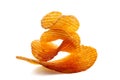 Crispy potato chips isolated over white Royalty Free Stock Photo