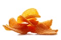 Crispy potato chips isolated over white Royalty Free Stock Photo