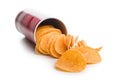 Crispy potato chips isolated on white background Royalty Free Stock Photo