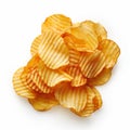Crispy Potato Chips Pile Isolated Royalty Free Stock Photo