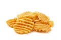 Crispy potato waffles fries, wavy, crinkle cut, criss cross cries Royalty Free Stock Photo