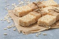 Crispy rice bars with honey and marshmallows Royalty Free Stock Photo