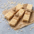 Crispy rice bars with honey and marshmallows Royalty Free Stock Photo