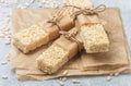 Crispy rice bars with honey and marshmallows Royalty Free Stock Photo