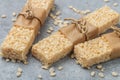 Crispy rice bars with honey and marshmallows Royalty Free Stock Photo