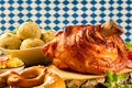 Roasted pork knuckle with gourmet side dishes Royalty Free Stock Photo