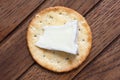 Crispy round cheese cracker from above. Royalty Free Stock Photo