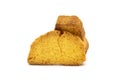 crispy rusk close up on white background