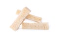 Crispy rusks on white background, top view Royalty Free Stock Photo
