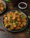 Crispy salt and pepper Tofu. Vegan, vegetarian healthy food