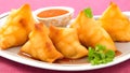 Crispy Samosa with sauce Ai Generated