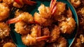 Crispy shrimp tempura on old background grilled