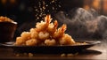 Crispy shrimp tempura on old background grilled party traditional healthy