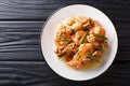 Crispy shrimp tossed in a creamy sweet sauce and candied walnuts close-up. horizontal top view Royalty Free Stock Photo