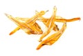 Crispy small fish on white background, anchovy dried