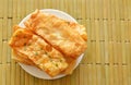 Crispy sweet Roti Indian food made of flour on dish Royalty Free Stock Photo