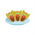 Crispy Taco Traditional Mexican Cuisine Dish Food Item From Cafe Menu Vector Illustration