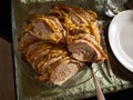 Crispy tasty traditional roasted pork