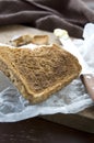Crispy toast in kitchen