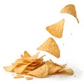 Tortilla Chips Falling isolated on white background Royalty Free Stock Photo