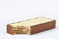 Crispy wafer, chocolate wafer flavor isolated on white background
