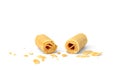 Crispy wafer rolls isolated on white background. Royalty Free Stock Photo