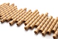 Crispy wafer rolls on a white background Royalty Free Stock Photo